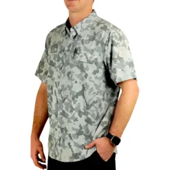 Shirts-AFTCO Air O Mesh Printed SS Button Down Shirt for Men