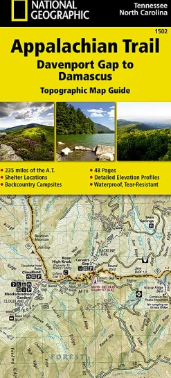 Literature-Trails Illustrated Appalachian Trail: Davenport Gap to Damascus Map [North Carolina, Tennessee]