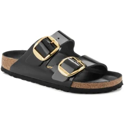 Sandals-Birkenstock Arizona Natural Leather Big Buckle Sandals for Women (SALE) High Shine Black