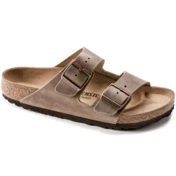 Sandals-Birkenstock Arizona Oiled Leather Sandals for Women (Medium/Narrow) Tobacco Brown