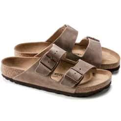 Sandals-Birkenstock Arizona Oiled Leather Sandals for Women (Medium/Narrow) Tobacco Brown