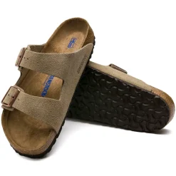 Sandals-Birkenstock Arizona Soft Footbed Suede Sandals for Men (Regular/Wide) Taupe Seude