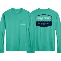 T-Shirts|T-Shirts-Half-Moon Outfitters Badge Logo Long Sleeve Pocket T-Shirt