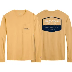 T-Shirts|T-Shirts-Half-Moon Outfitters Badge Logo Long Sleeve Pocket T-Shirt