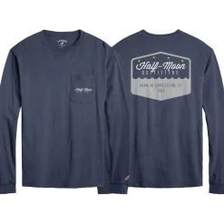 T-Shirts|T-Shirts-Half-Moon Outfitters Badge Logo Long Sleeve Pocket T-Shirt