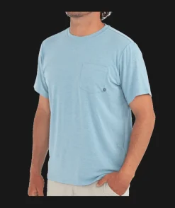 Performance|Shirts-Free Fly Apparel Bamboo Flex Pocket Tee for Men (SALE) Heather Tide