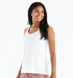 Tank Tops-Free Fly Apparel Bamboo Motion Racerback Tank for Women (SALE) Bright White