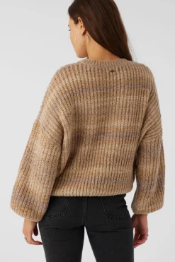 Sweaters & Hoodies-O'Neill Bayou Ombre Stripe Slouchy Sweater for Women (SALE) Tobacco Brown
