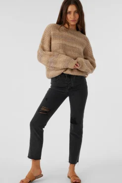 Sweaters & Hoodies-O'Neill Bayou Ombre Stripe Slouchy Sweater for Women (SALE) Tobacco Brown