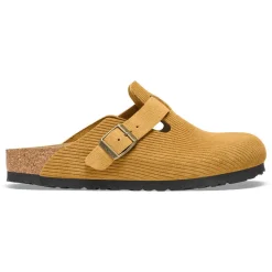Shoes-Birkenstock Boston Suede Embossed Shoes for Women (Medium/Narrow) Cork Brown