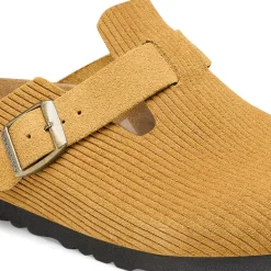Shoes-Birkenstock Boston Suede Embossed Shoes for Women (Medium/Narrow) Cork Brown