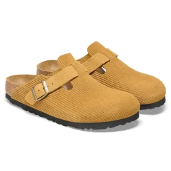 Shoes-Birkenstock Boston Suede Embossed Shoes for Women (Medium/Narrow) Cork Brown