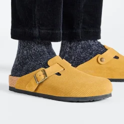 Shoes-Birkenstock Boston Suede Embossed Shoes for Women (Medium/Narrow) Cork Brown