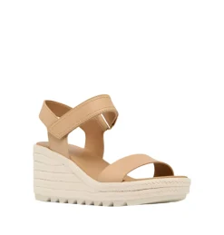 Sandals-Sorel Cameron Wedge Sandal for Women Honest Beige, Chalk