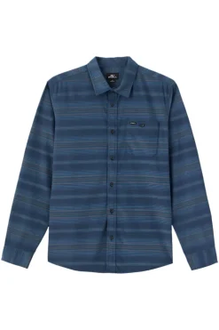 Shirts-O'Neill Caruso Stripe Cord Standard Fit Long Sleeve Shirt for Men (SALE) Midnight Navy
