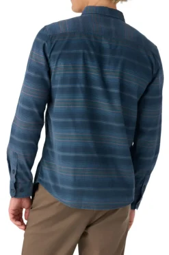 Shirts-O'Neill Caruso Stripe Cord Standard Fit Long Sleeve Shirt for Men (SALE) Midnight Navy