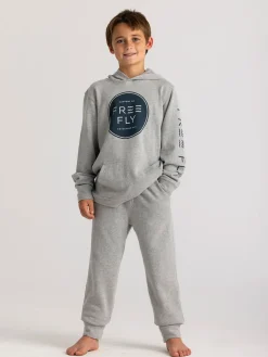 Tops|Fleece-Free Fly Apparel Comfort On Fleece Hoodie for Kids Light Heather Grey