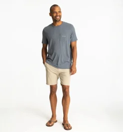 T-Shirts-Free Fly Apparel Comfort On Pocket Tee for Men (SALE) Heather Storm Cloud
