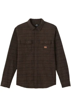 Shirts-O'Neill Davies Flannel Standard Fit Long Sleeve Shirt for Men (SALE) Carafe