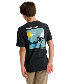 Tops-Free Fly Apparel Downshore Tee for Youth Heather Black Sand