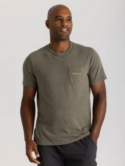 T-Shirts|Shirts-Free Fly Apparel Downstream Pocket Tee for Men (SALE) Heather Fatigue