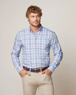 Shirts-Johnnie-O Dume Performance Button Up Shirt for Men (SALE) Wake