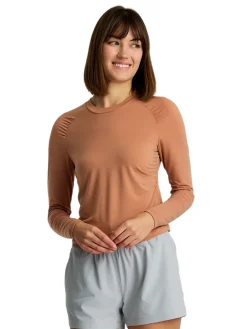 Performance Shirts|Shirts-Free Fly Apparel Elevate Lightweight Fitted Long Sleeve for Women Canyon Clay