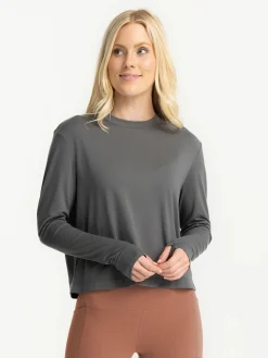 Performance Shirts|Shirts-Free Fly Apparel Elevate Long Sleeve Shirt for Women (SALE) Smoke