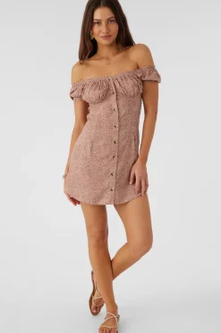 Dresses & Rompers-O'Neill Ellison Lordes Animal Off-The-Shoulder Mini Dress (SALE) Burlwood