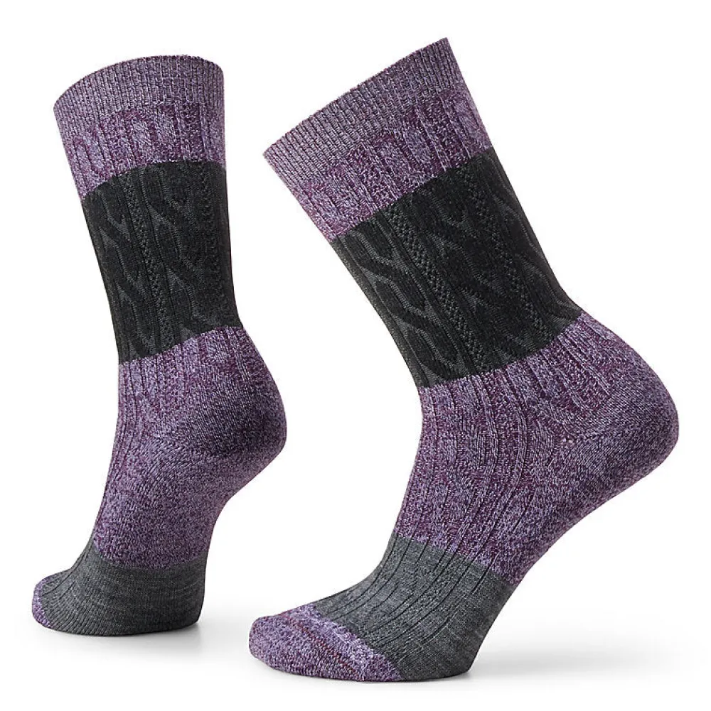 Socks-Smartwool Everyday Color Block Cable Zero Cushion Crew Socks for Women