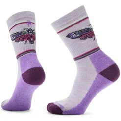 Socks-Smartwool Everyday Mystic Moth Crew Socks Purple Eclipse
