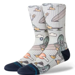 Socks-Stance Feeling Pickled Poly Blend Crew Socks for Men Cream