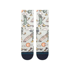 Socks-Stance Feeling Pickled Poly Blend Crew Socks for Men Cream