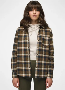 Shirts-Prana Golden Canyon Flannel for Women (SALE) Dark Sepia