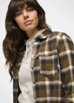 Shirts-Prana Golden Canyon Flannel for Women (SALE) Dark Sepia