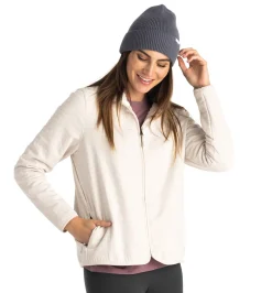 Fleece-Free Fly Apparel Gridback Fleece Jacket for Women Stone