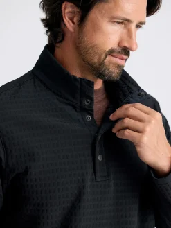 Fleece-Free Fly Apparel Gridback Fleece Snap Pullover for Men (SALE) Black