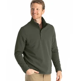 Fleece-Free Fly Apparel Gridback Fleece Snap Pullover for Men Dark Olive