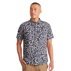 Shirts-Roark Journey Short Sleeve Button Up Shirt Abstract Swirl Slate