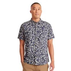 Shirts-Roark Journey Short Sleeve Button Up Shirt Abstract Swirl Slate