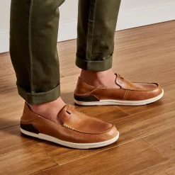 Shoes-Olukai Kakaha Leather Slip-On Shoes for Men Fox/Fox