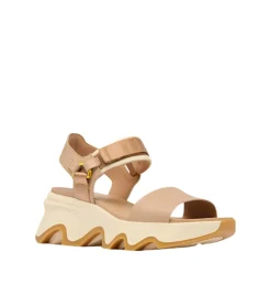 Sandals-Sorel Kinetic Impact Y-Strap High Wedge Sandal for Women Honest Beige, Honey White