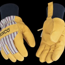 Gloves-Kinco Lined Premium Grain Pigskin Palm with Knit Wrist for Women Otto Striped