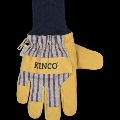 Gloves-Kinco Lined Premium Grain Pigskin Palm with Knit Wrist for Women Otto Striped