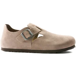 Shoes-Birkenstock London Suede Leather Clogs for Women (Medium/Narrow) (SALE) Taupe Suede