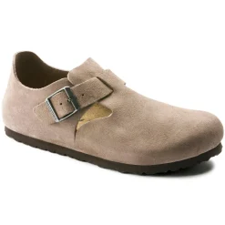 Shoes-Birkenstock London Suede Leather Clogs for Women (Medium/Narrow) (SALE) Taupe Suede