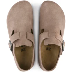 Shoes-Birkenstock London Suede Leather Clogs for Women (Medium/Narrow) (SALE) Taupe Suede