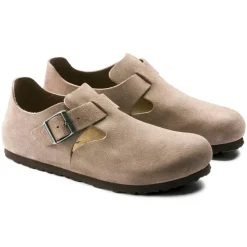Shoes-Birkenstock London Suede Leather Clogs for Women (Medium/Narrow) (SALE) Taupe Suede