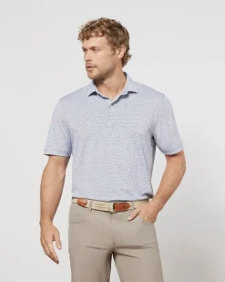 Shirts-Johnnie-O Lyndonn Stripe Performance Jersey Polo for Men Heather Twilight