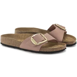 Sandals-Birkenstock Madrid Big Buckle Nubuck Leather Sandals for Women Old Rose